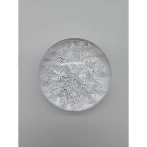 Art Glass Snowflake Paperweight Clear Snowflake Leaded Crystal Winter Snow Domed